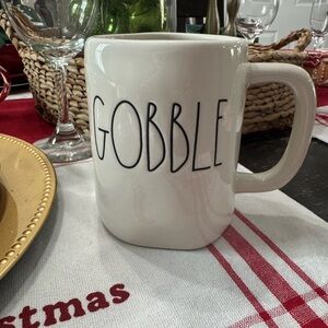 Rae Dunn White 'Gobble' Mug